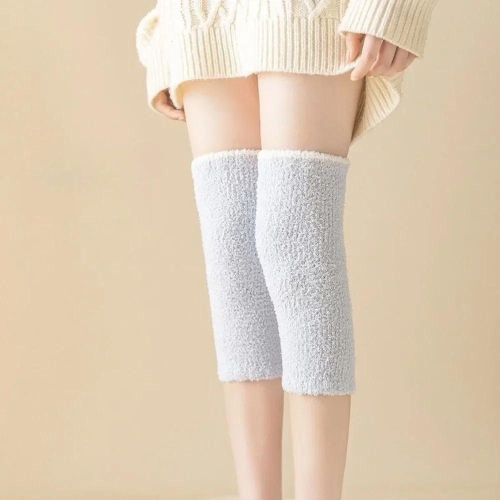 1 pair Women Warm Knee Pad Winter Coral Fleece Thick Soft Leg Arthritis Kneepad Running Knee Protector Long Sock Cold proof gift