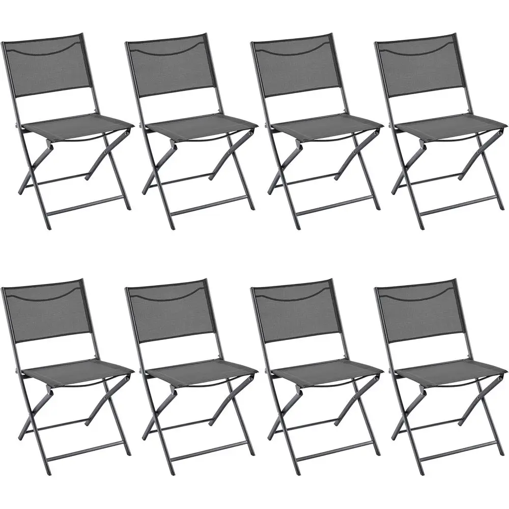 

Portable Outdoor Dining Chairs Set of 8 with Metal Frame, Suitable for Camping, Lawn, Yard, Beach - Gray