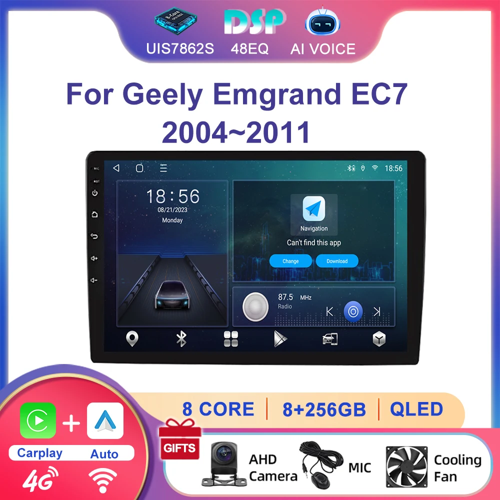 Android Auto Carplay Multimedia Radio for Geely Emgrand EC7 2004-2011 with GPS BT 5.4 5G+2.4G WiFi 4G Video Stereo
