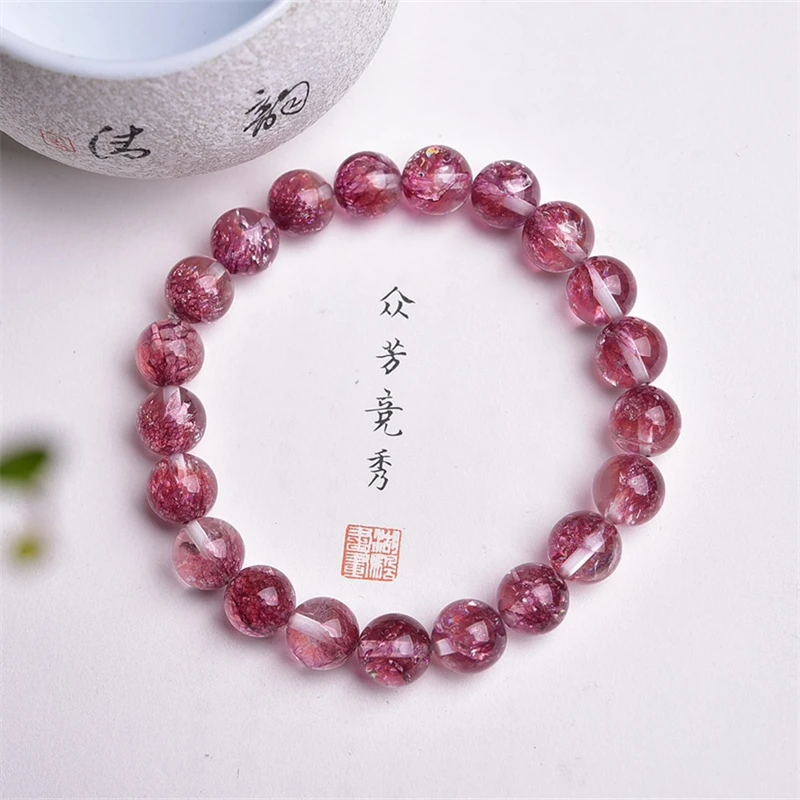 9MM Natural PurpleCopper Super Seven Quartz Bracelet Women Men Handmade Stretch Rope Bracelet Luxury Jewelry Energy Healing Gift