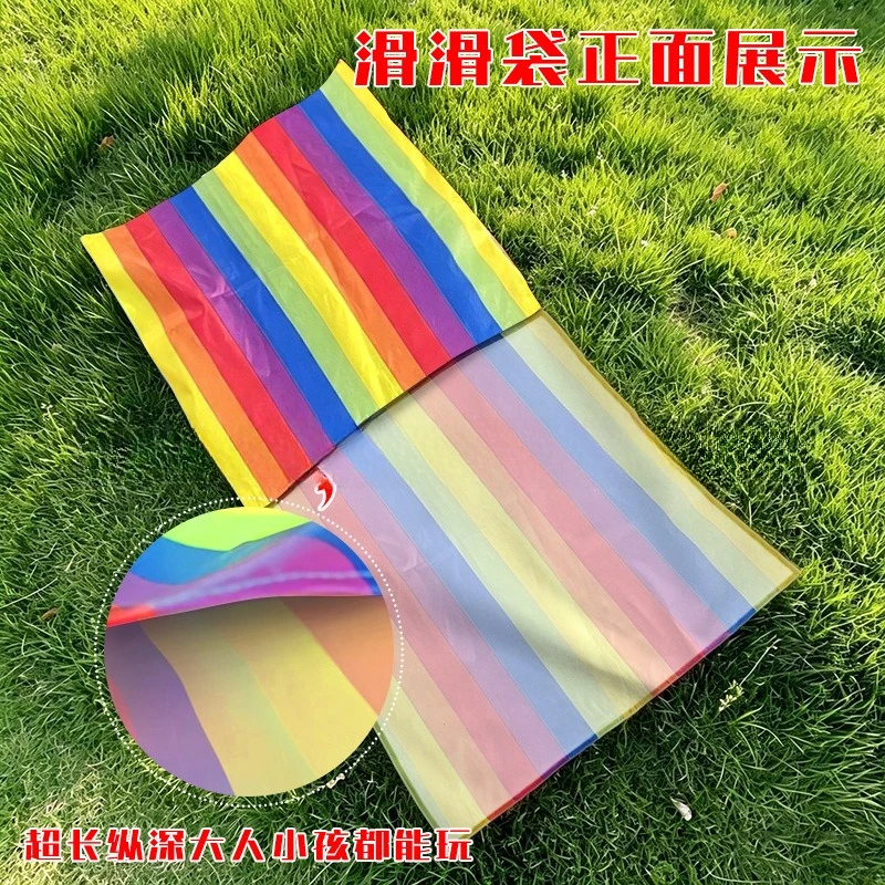 Rainbow Sliding Cloth Kids Outdoor Activity Toy Parent-child Interaction Sensory Training Grass Slide Bag