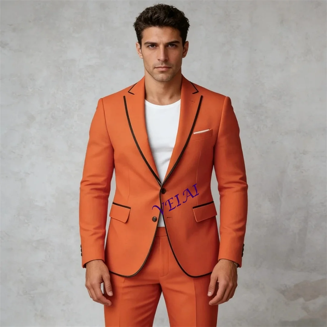 

CustomizedSolid Men's Formal Blazer Unique Peak Lapel Single Breasted Tuxedo Jacket for Wedding Business Casual Male Fashion