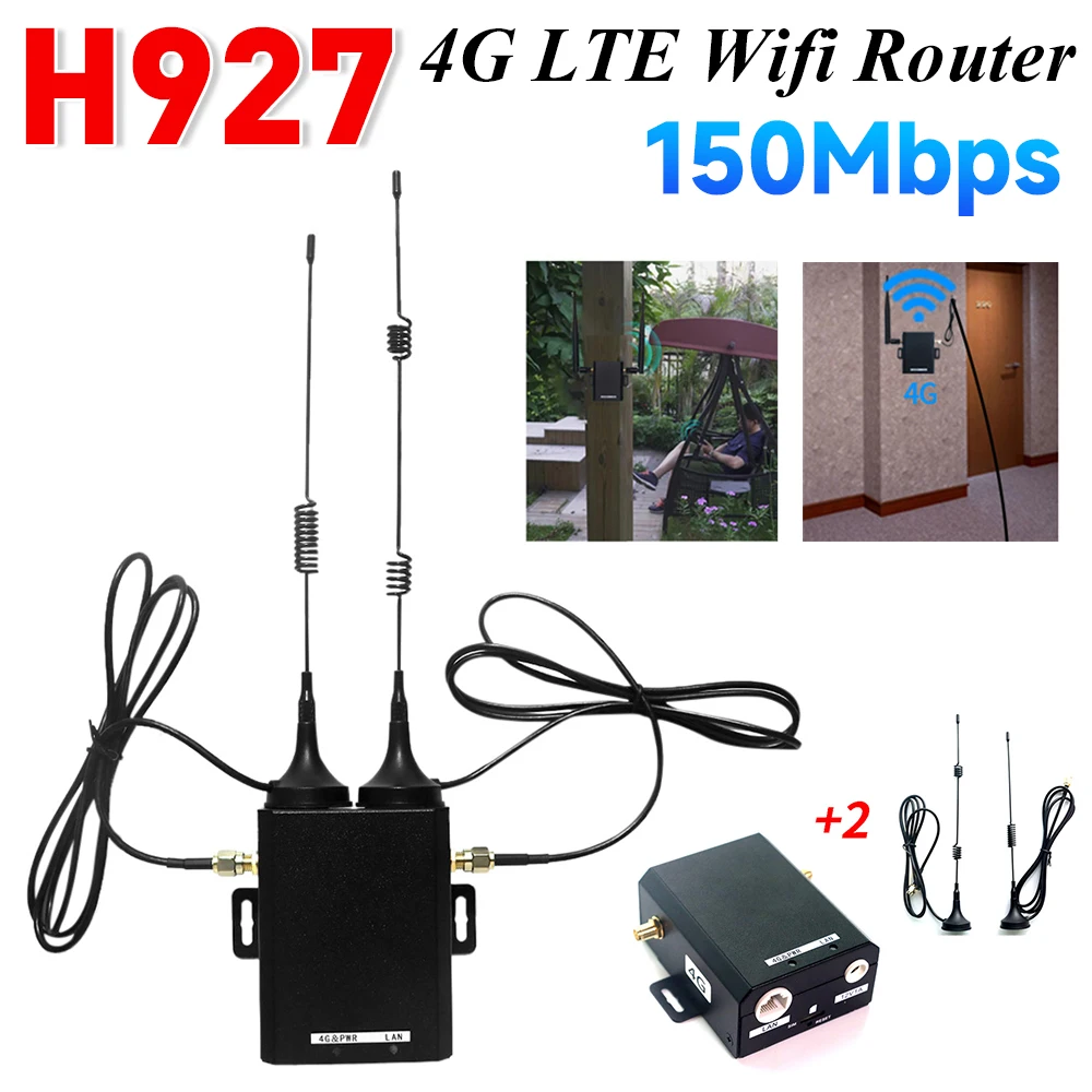 

H927 Wi-Fi-маршрутизатор 150 Мбит/с промышленного класса 4G LTE SIM-карта Беспроводной маршрутизатор с внешней антенной Поддержка 16 пользователей Wi-Fi для улицы