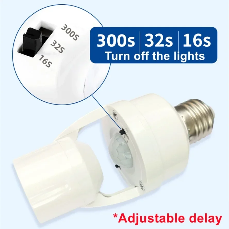Smart Infrared Human Induction Lamp Holder Adjustable E27 PIR Motion Sensor LED Lamp Socket Base AC85-265V Intelligent Switch