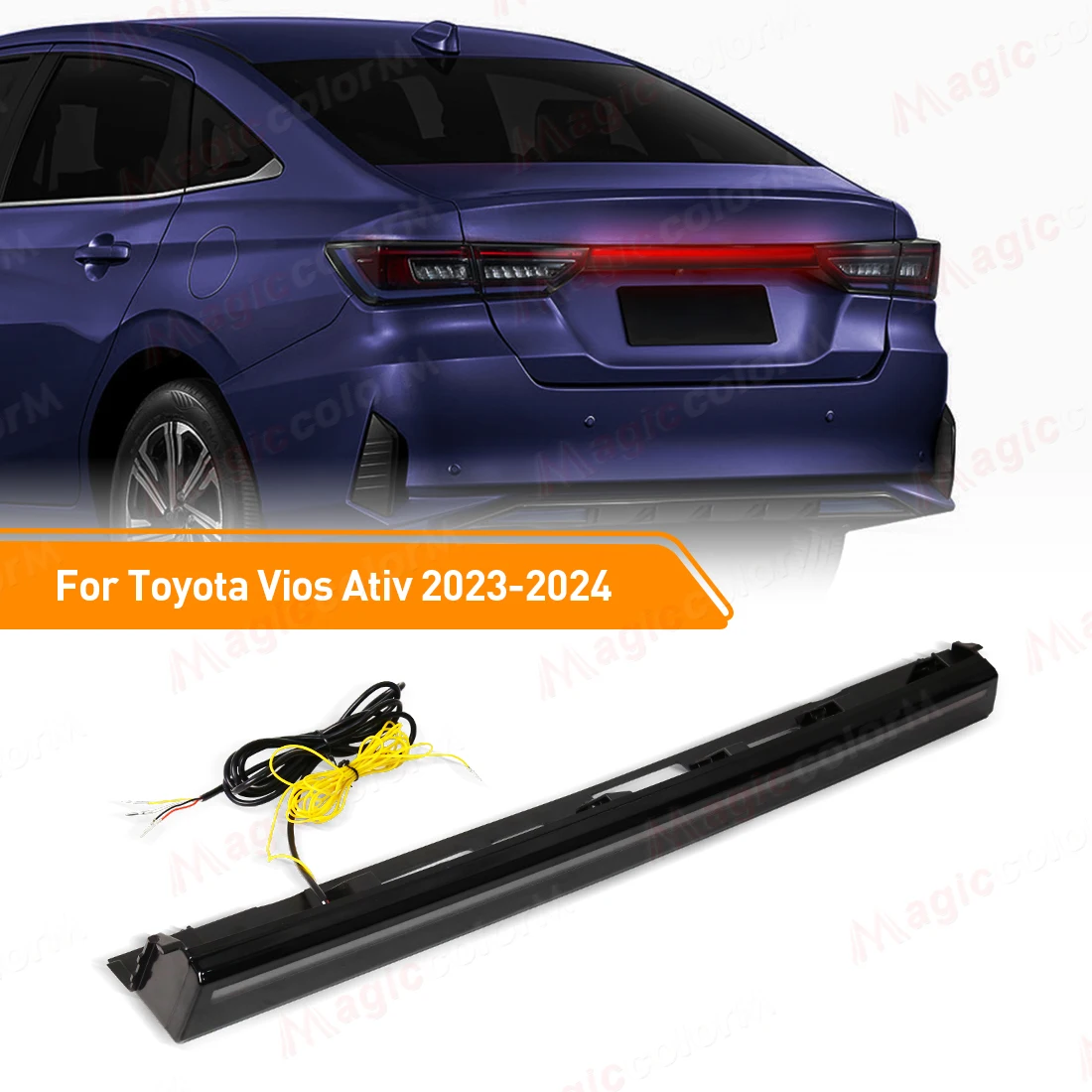 

For Toyota Yaris Ativ 2022-2023 2024 3-in-1 function Car LED Rear Fog Lamp Bumper Light Brake Light Turn Signal Light
