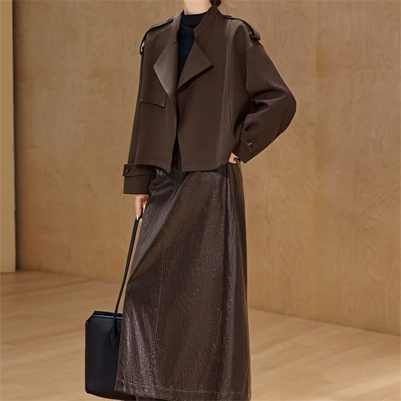 

Женский плащ 2026, весна-осень, новая короткая ветровка, модная универсальная повседневная корейская свободная верхняя одежда, женский топ