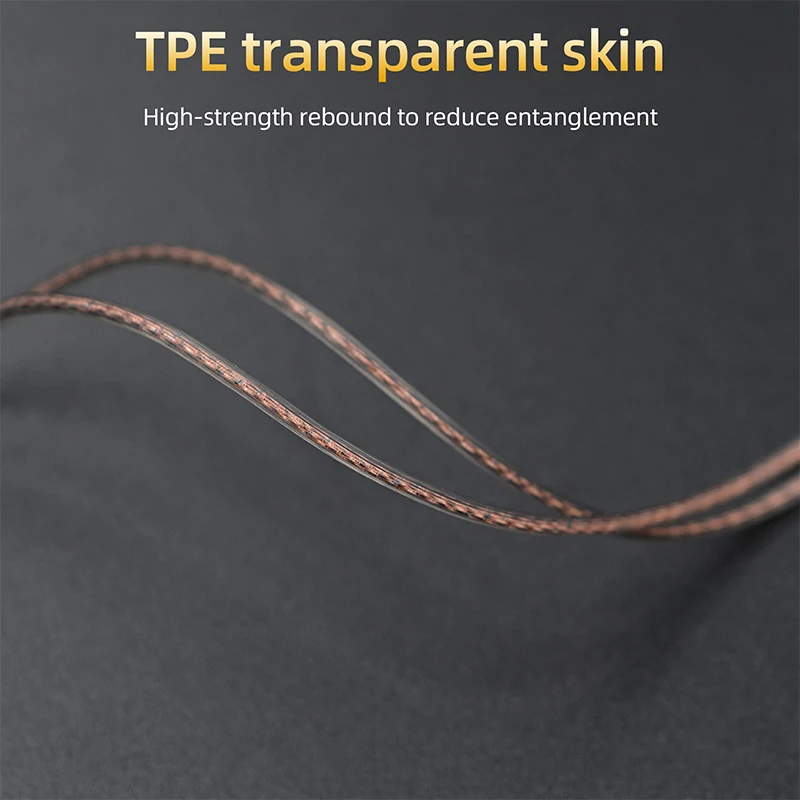 KZ High Purity Oxygen-Free Copper Flat Upgrade Cable Black C Pin 3.5MM Detachable Wired Headphone Cable 1.2M Original Cable view 3