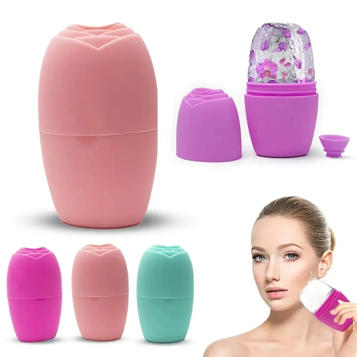 1pc Ice Facial Cube Roller for Brightening Skin, Cooling & Tightening Face, Eyes, Neck - Enhance Glow, Tone, De-Puff Eyes - Reus