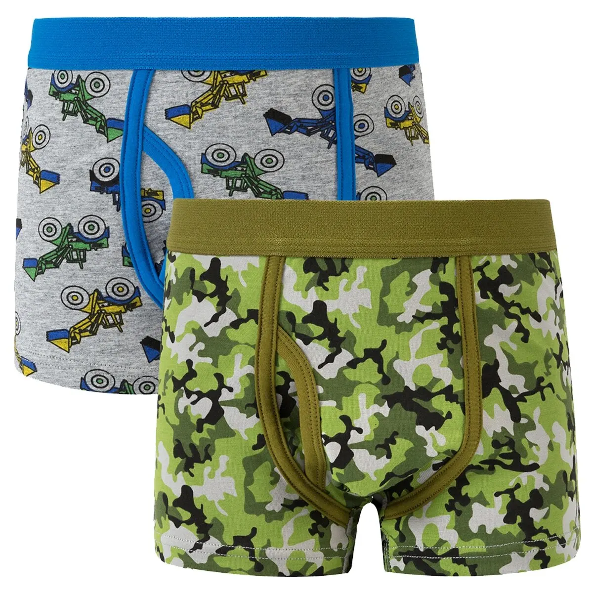 Jungen-Boxershorts mit Gabelstapler-Camouflage, 2er-Pack, Boxershorts aus Baumwolle