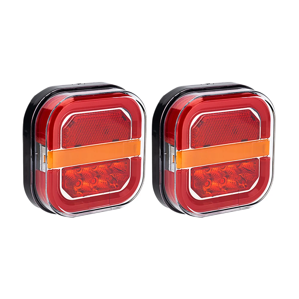 2 szt. lampy tylnej przyczepy LED 4-calowy kwadratowy hamulec płynący kierunkowskaz migacz lampka tablicy rejestracyjnej 12V 24V do ciężarówki Pickup Van 4x4