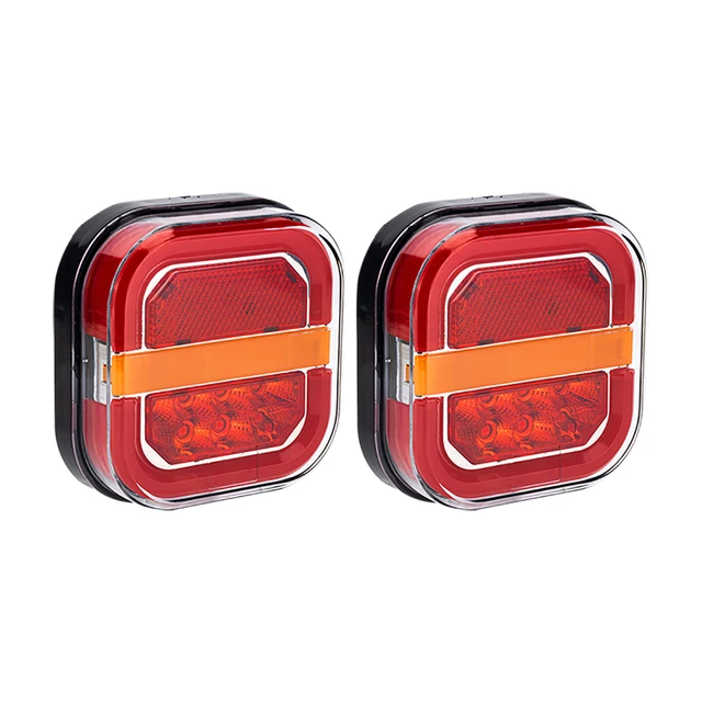 2 szt. lampy tylnej przyczepy LED 4-calowy kwadratowy hamulec płynący kierunkowskaz migacz lampka tablicy rejestracyjnej 12V 24V do ciężarówki Pickup Van 4x4