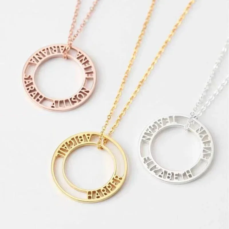 Custom Pendant Multiple Name Necklace Women Birthday Necklace Stainless Steel Jewelry Parties Christmas Clavicle Chain Gift