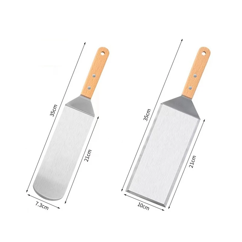 Stainless Steel Spatula Griddle Accessory Grill Spatula Scraper For Iron Teppanyaki BBQ Pancake Flipper Turner Utensils