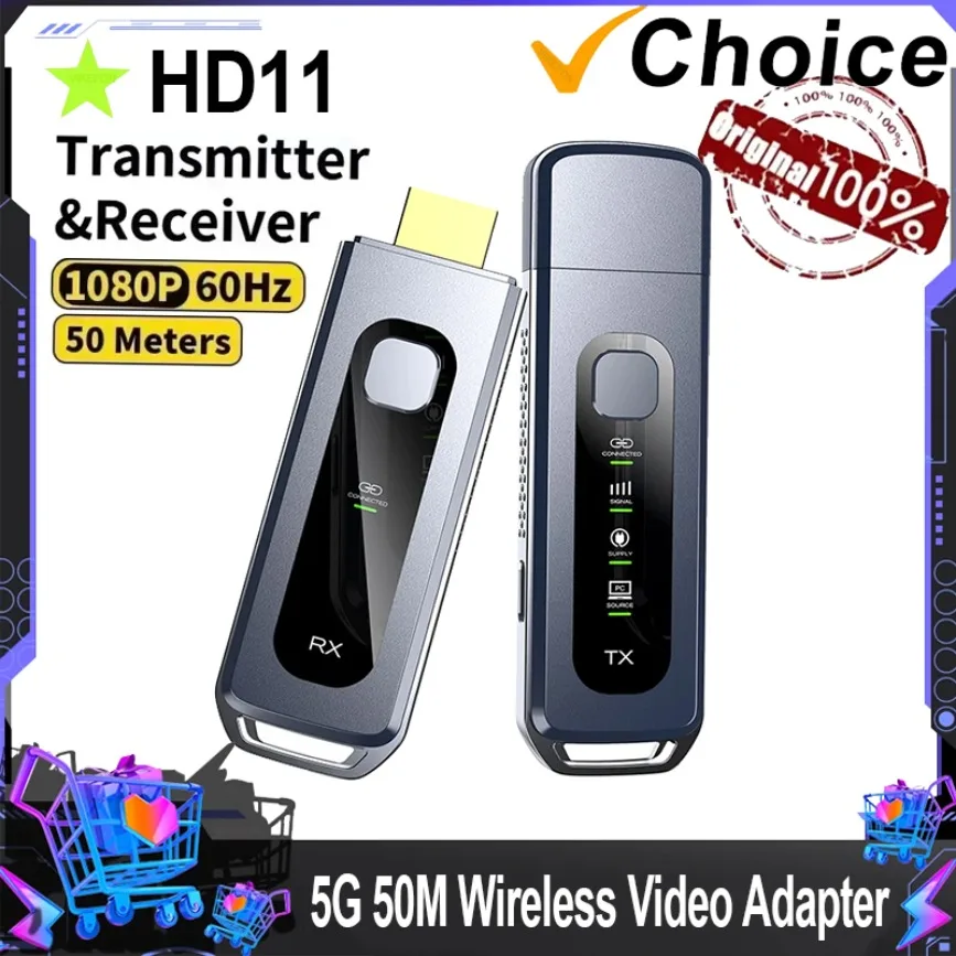 50M 무선 HDMI 호환 비디오 송신기 수신기 키트 HDMI 익스텐더 어댑터 TV 스틱 동글 1080P 노트북 PC 모니터용