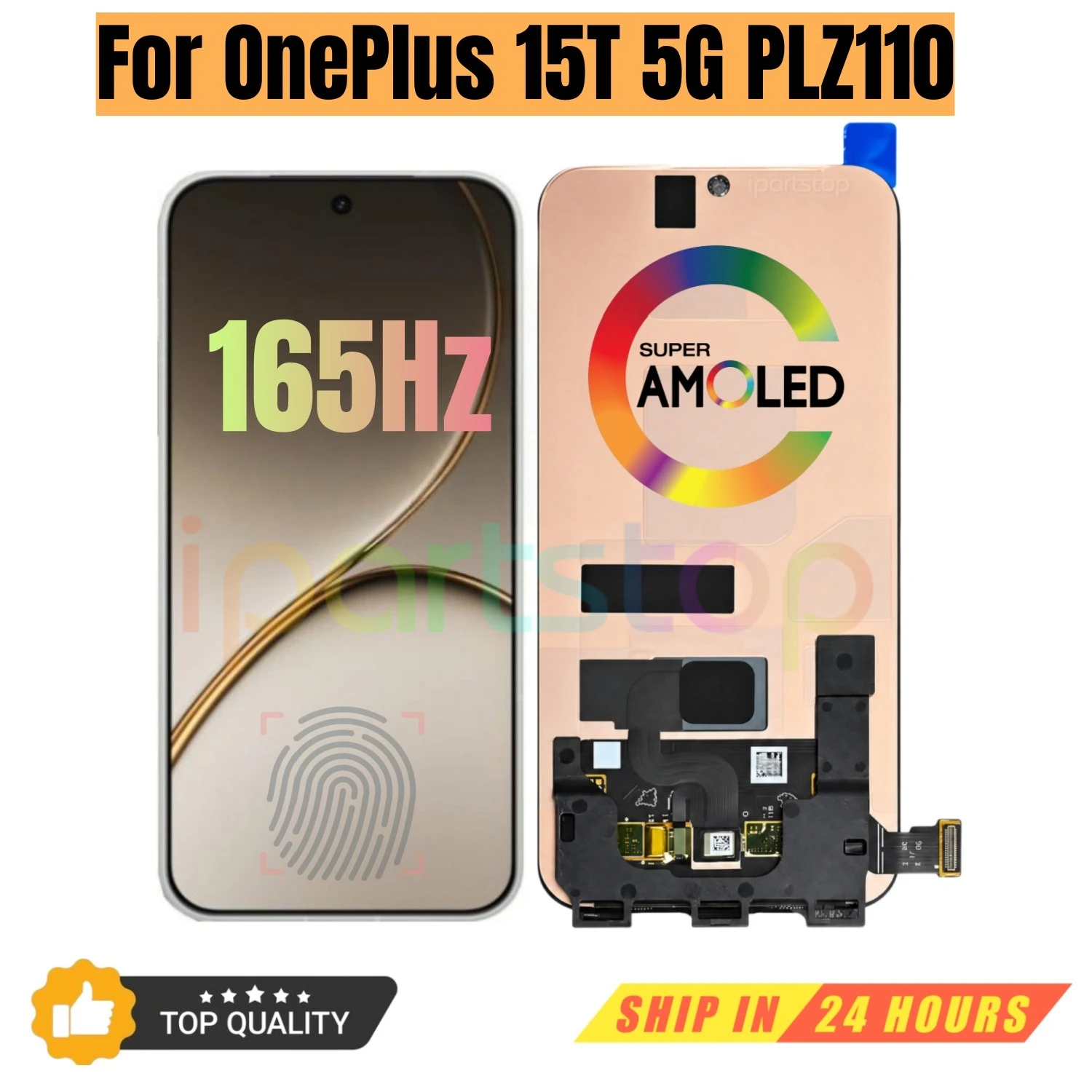 iParts Replacement New Display for OnePlus 15T 5G PLZ110 165Hz AMOLED Touch Screen Assembly with Fingerprint Sensor OEM Tested