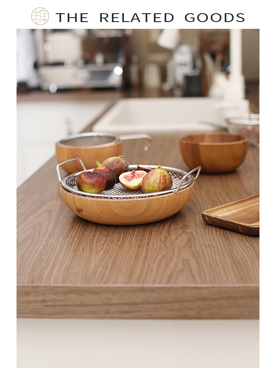 Multipurpose dining plate,, wooden tableware, fruit plate, drainage and oil filter plate,