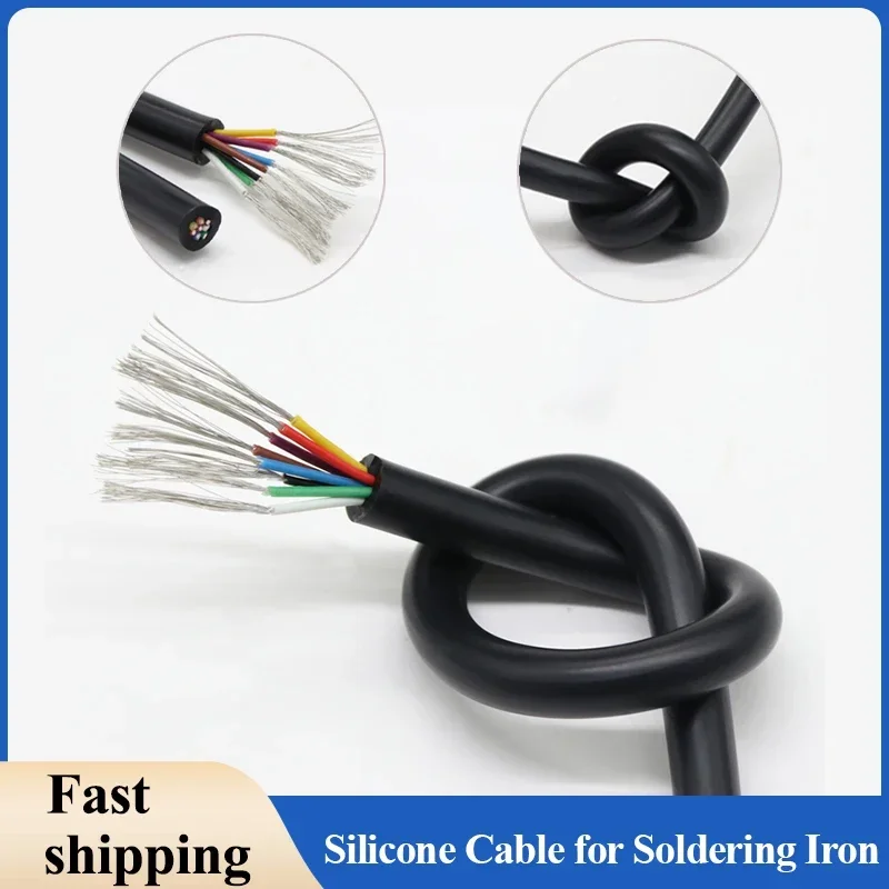 

1/5/10m Silicone Wire Cable T12 Soldering Iron Station 2/3/4/5/6/8/10 Cores Tinned Copper PTFE Insulation High Temperature Line