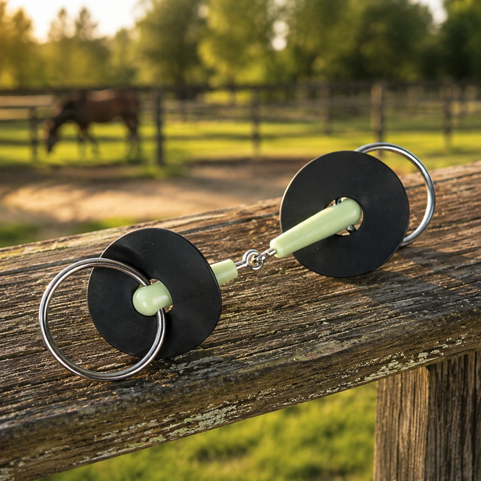 Stainless Steel Circular Bit with Mouthpiece Gentle Apple-Flavored Two-Jointed Snaffle Bit Non-Rust Smooth Surface