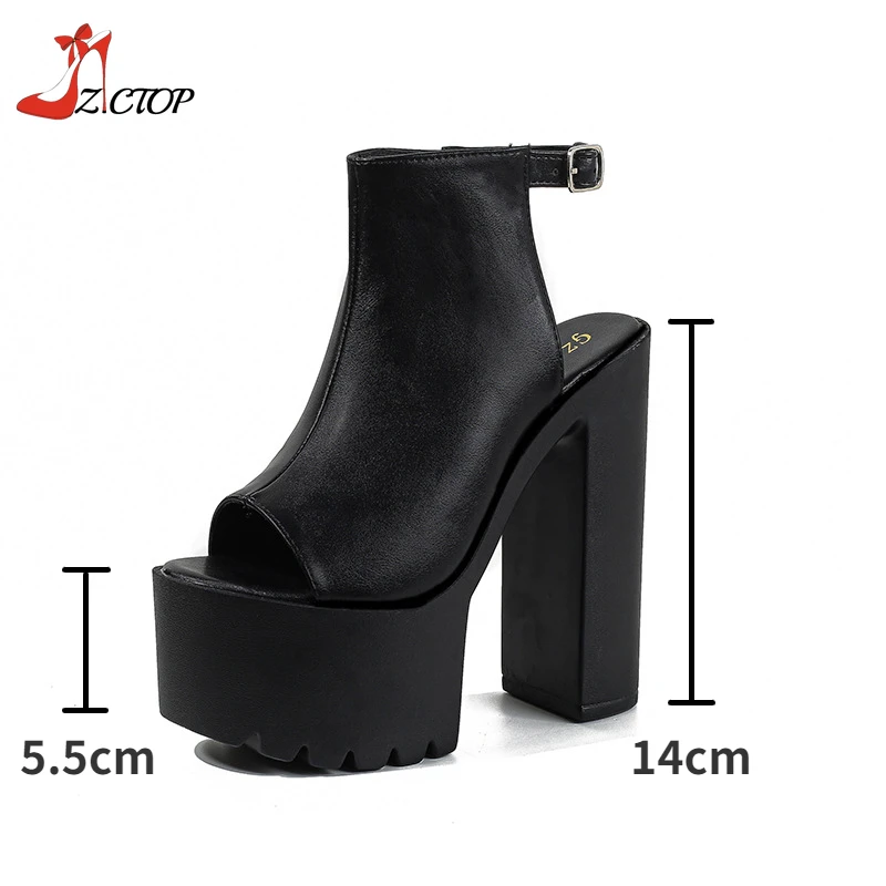 Summer Super High Heels Platform Sandały Kobiety Moda Sexy Peep Toe Chunky Heel Pumps Ladies Party Dance Shoes Duży rozmiar 42 43