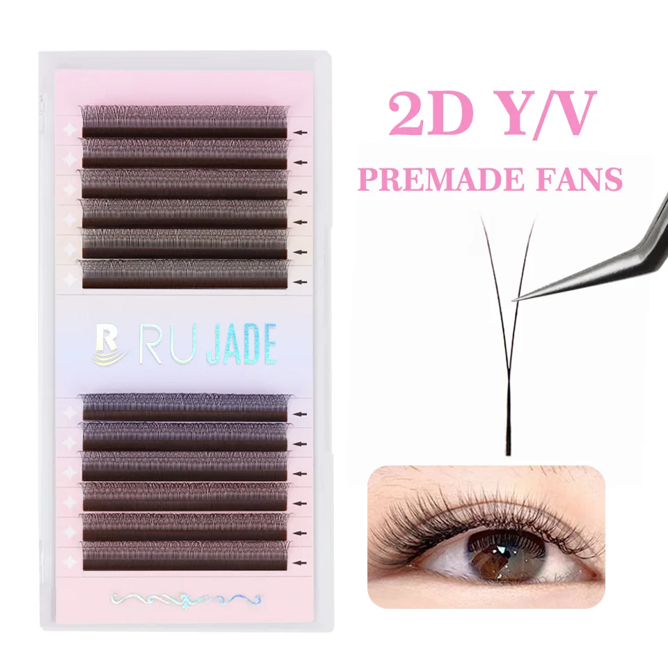 

Lashprofessor 2D Y Shape Premade Volume Fan Eyelash Extensions Natural Soft Single Tip 2D Y Individual False Eyelash Makeup