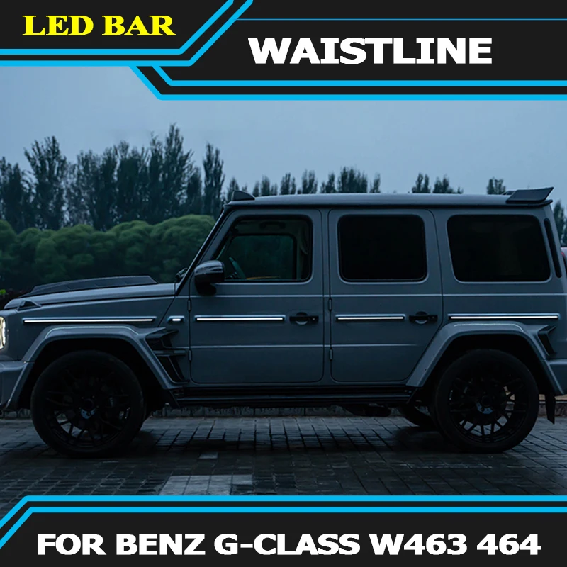 For Mercedes Benz G Class W464 2018 2019 2020 2021 2022 Led Waist Line Carbon Fiber Look Running Lamp