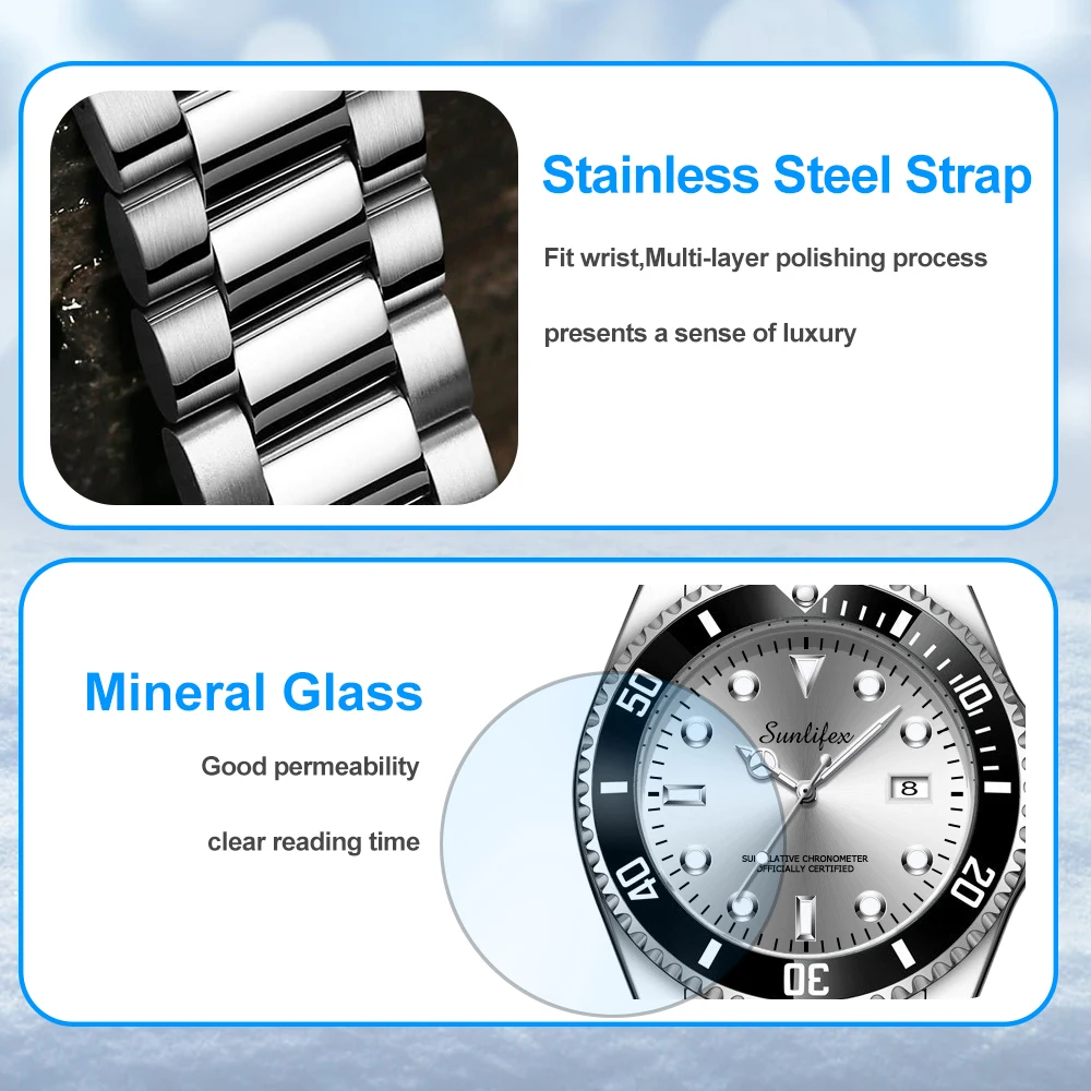 Sunlifex Sports orologio da uomo per il tempo libero Business semplice orologio al quarzo