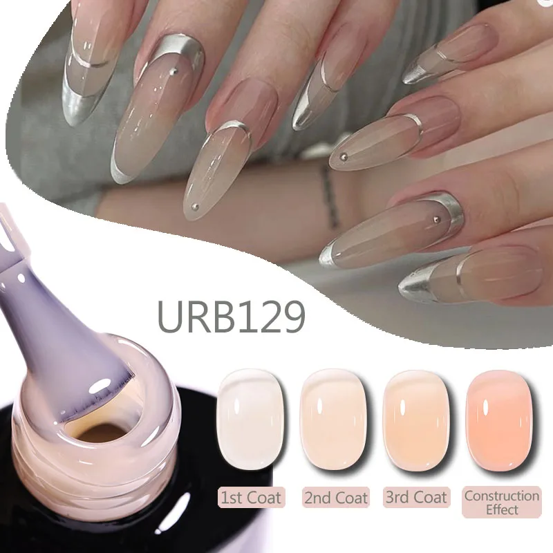 UR SUGAR 7ml Translucent Jelly Rubber Base Gel Semi Permanent Apricot Nude Nail Gel Polish UV Gel Construction Quick Building