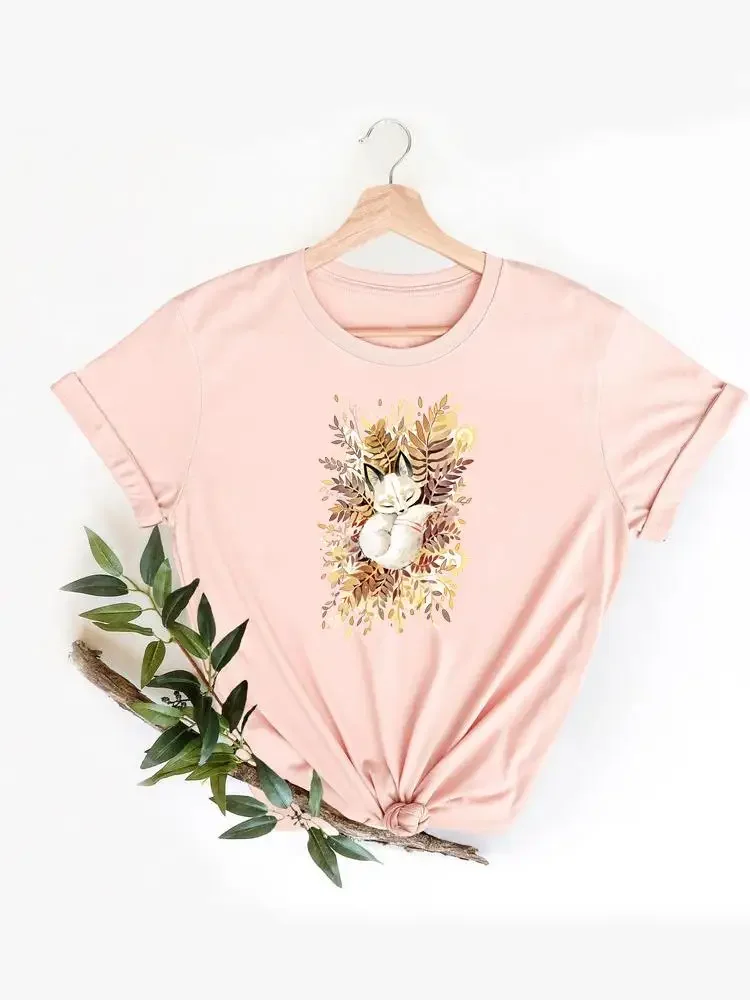 Animal Trend Cute Lovely Clothing Summer Top Basic Women Clothes Fashion Short Sleeve Print T Shirt Tee Graphic T-shirt