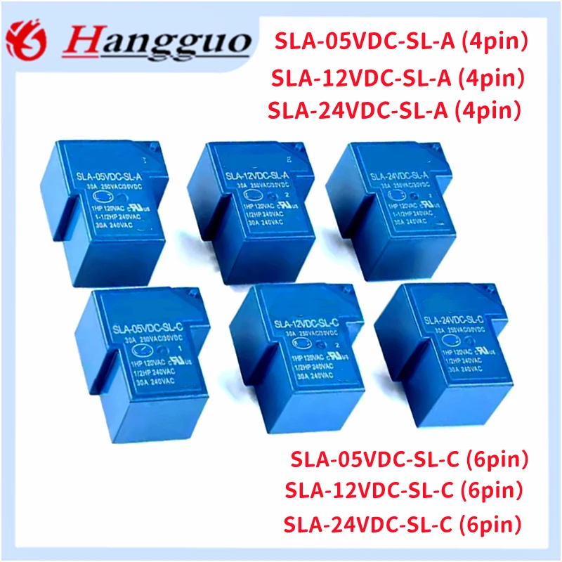 Relés do poder, SLA-05V, 12V, 24VDC-SL-A -C, 4Pin, 6Pin, 30A, SLA-05VDC-SL-A, SLA-24VDC-SL-A, SLA-24VDC-SL-C,, 5V, 12V, 24V, 5 PCes pelo lote