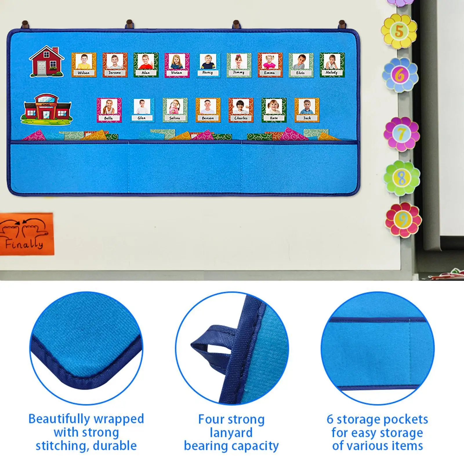 

Classroom Attendance Chart with 72 Cards 78 Hooks for Teacher Supplies