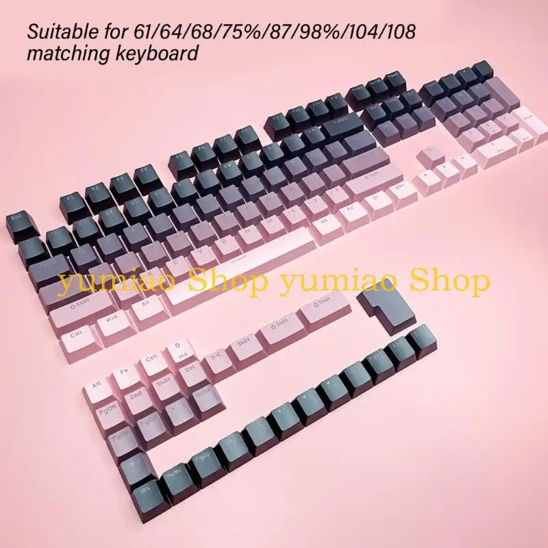 587B Minimalist Phantoms Keyboards Keycap Set Front Printed Gradients Keycap for Office