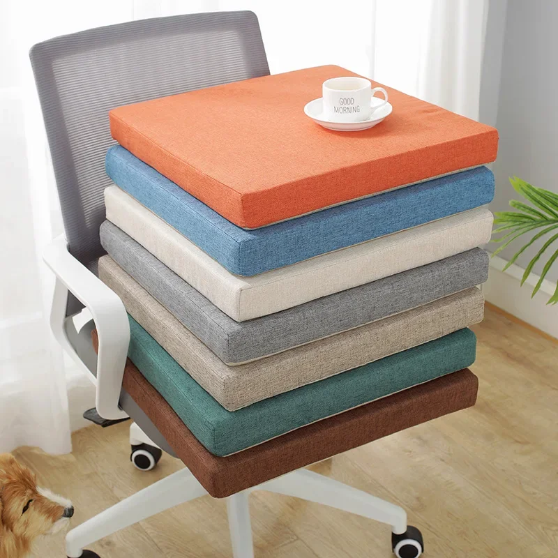 Hard High Density Sponge Sofa Cushion Solid Wood Redwood Window Mat Tatami Chair Linen Cloth Square Cushion