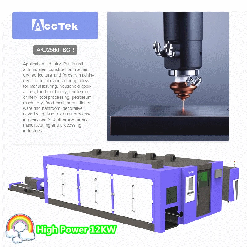เครื่องตัดโลหะเลเซอร์แบบล้อมรอบขนาดใหญ่2060 12000วัตต์สำหรับเหล็กกล้าคาร์บอนสแตนเลสอลูมิเนียม