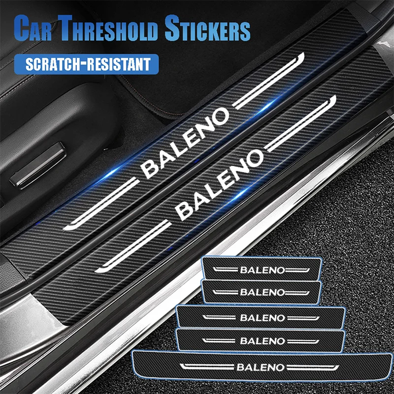 Car Front Rear Door Threshold Sill Stickers for Suzuki Baleno Logo 2023 Trunk Bumper Protect Plate Anti Scratch Trim Accessories