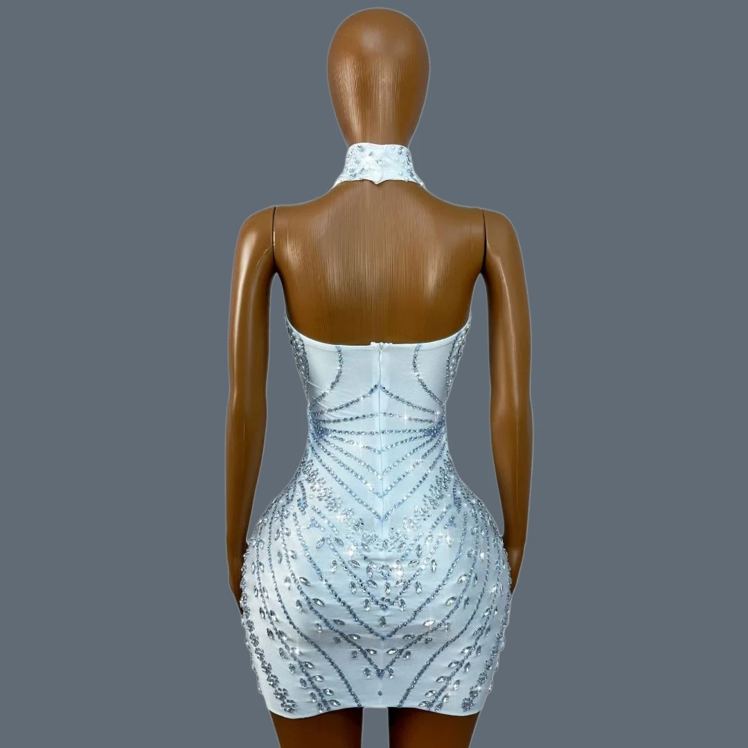 

Birthday Party Theme Cocktail Dress High-end Crystals Pearls Evening Dress Sexy Women Stage Performance Backless Outfit Helanye