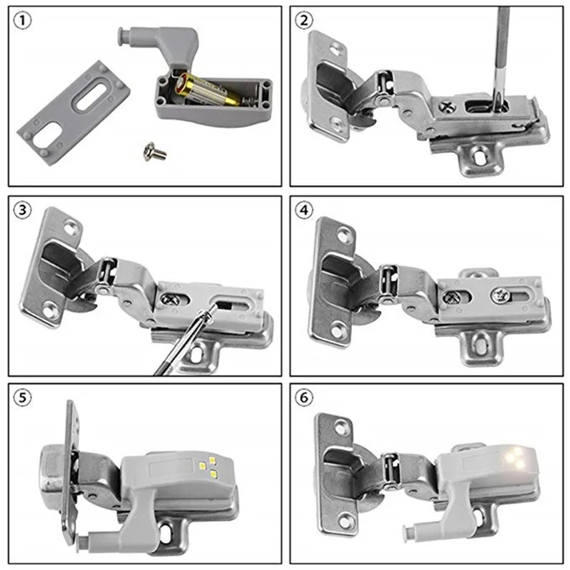 5pcs Led Motion Sensor Cabinet Light Cupboard Closet Wardrobe Door Inner Hinge Night Lamp for Kitchen Bedroom