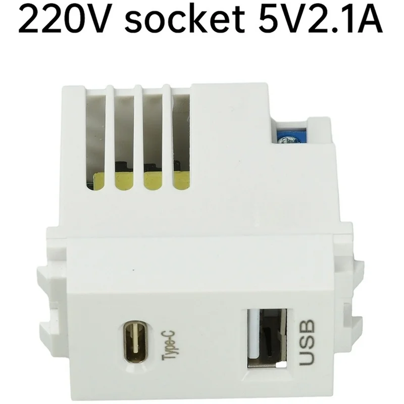 Super Sale Type 128 USB Power Module 220V Socket 5V2.1A Dual Port USB+Type C Charging Socket Module