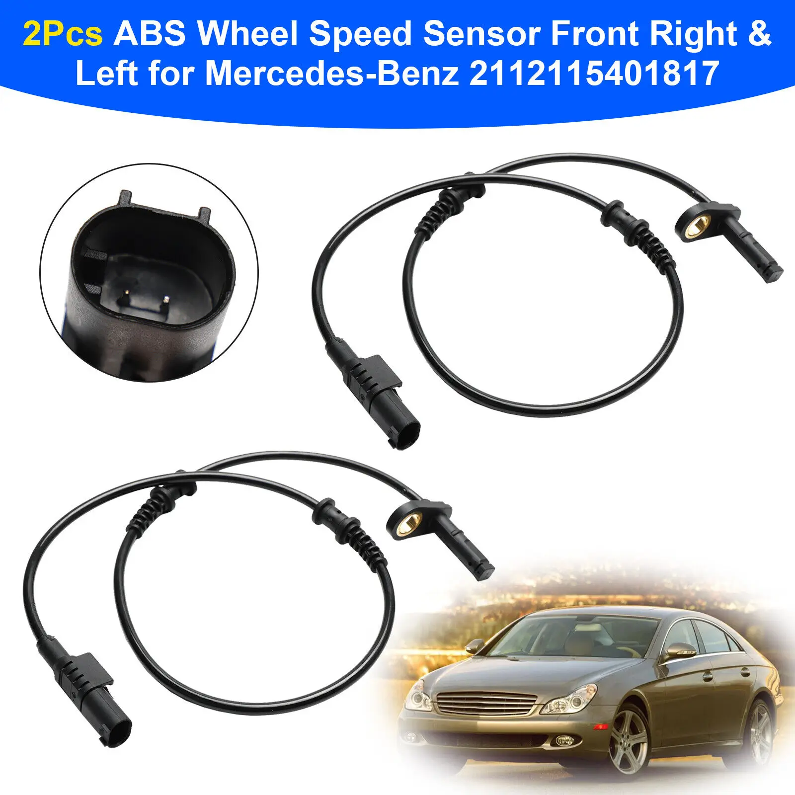 Two ABS wheel speed sensors, front left and right, suitable for Mercedes Benz 2112115401817U4-