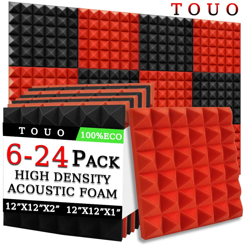 

TOUO Pyramid Acoustic Foam 6-24 Pcs Drum Room Sound Absorbing Treatment High-Density Soundproof Material Ktv Acoustic Treatment