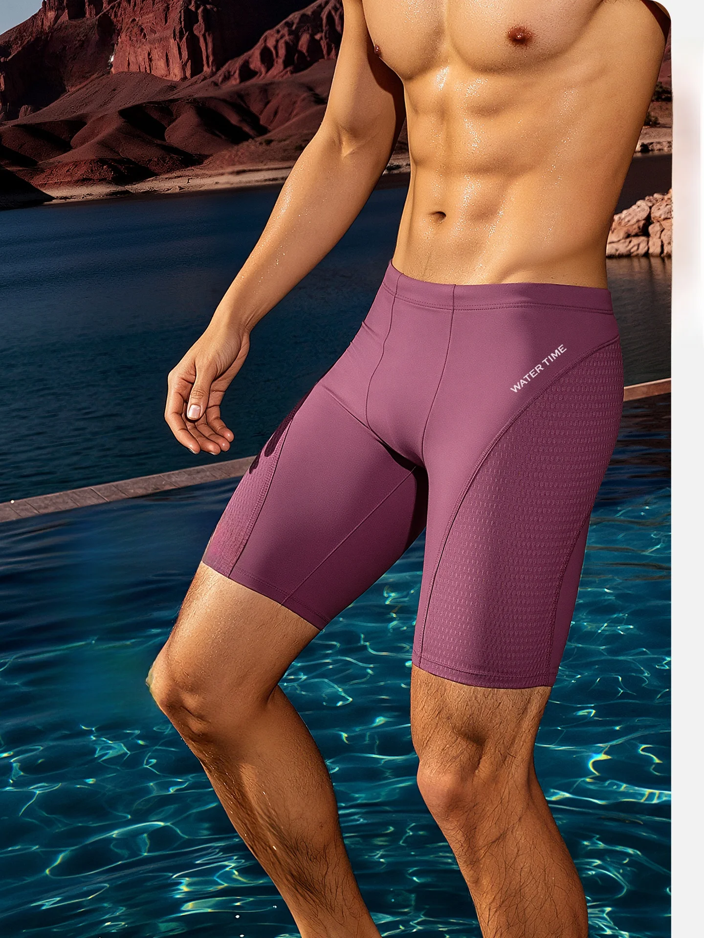 short-de-bain-pour-homme-watertime-sechage-rapide-pour-entrainement-en-piscine-longueur-cinq-quarts-confortable-avec-ceinture-elastique