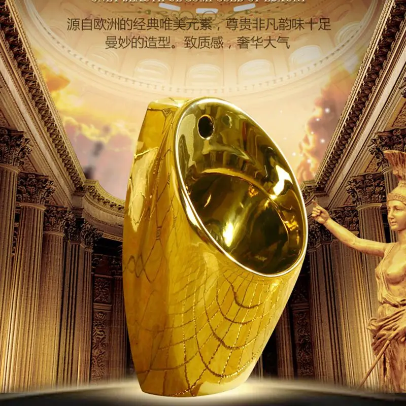 Gold urinal, ceramic urinal, wall-hanging, golden urinal, standing urinal