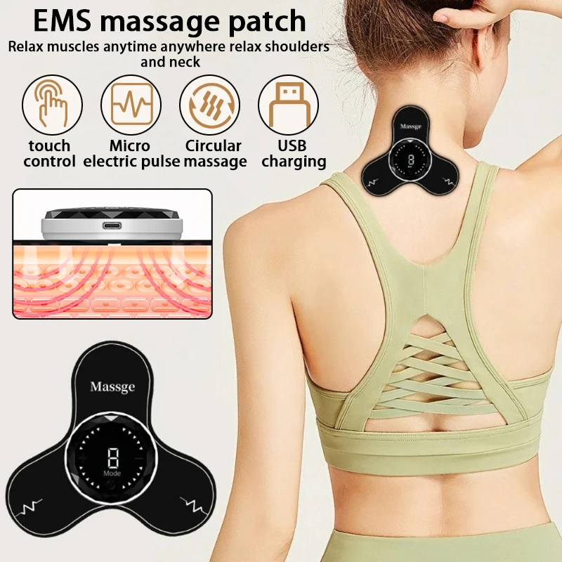 New multifunctional home EMS low-frequency pulse mini cervical massage patch electric meridian pulse shoulder and neck massage