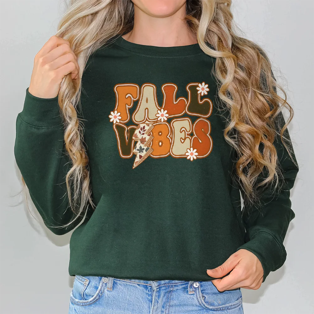 

Fall Vibes Retro Vintage Sweatshirt Graphic Hoodies Y2K Casual Daily Wear Unisex Versatile Stylish Pullover Multiple Colors