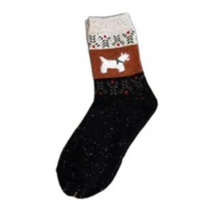 5 Paar warme Herbst-Winter-Socken mit niedlichem Welpen-Design für Damen, Thermosocken, günstige dicke Socken für Mädchen im Großhandel