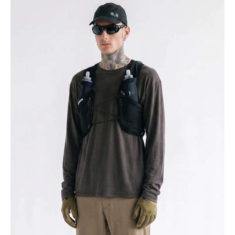 Unisex Wool Blend Air Cotton Long Sleeve T-Shirt – Loose Drop Shoulder Outdoor Sports Top for Autumn 