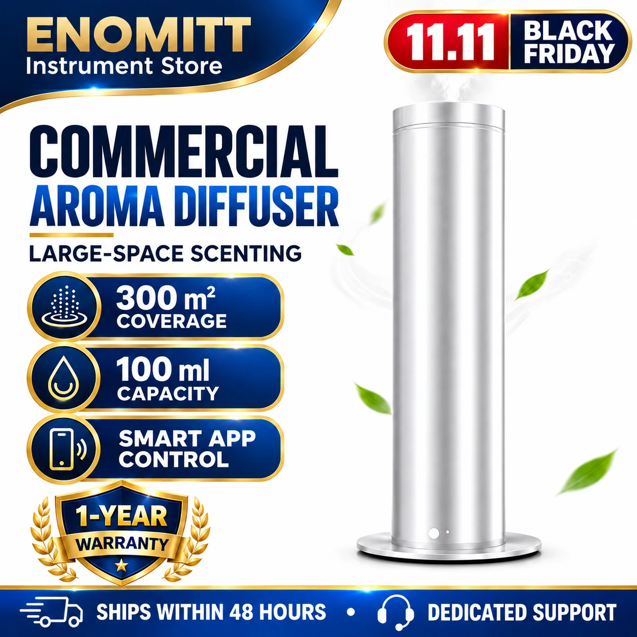 Aroma Diffuser Machine 100ml APP Control, Commercial Scent Diffuser for Hotel Large Room, Nano Cold Mist Cover 300m² Timer