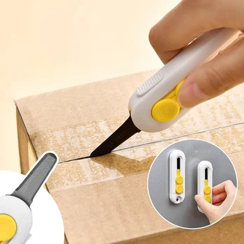 Multifunctional Magnetic Portable Courier Unboxing Knives Safety Package Box Opener Retractable Self-locking Sliding Cutter Tool