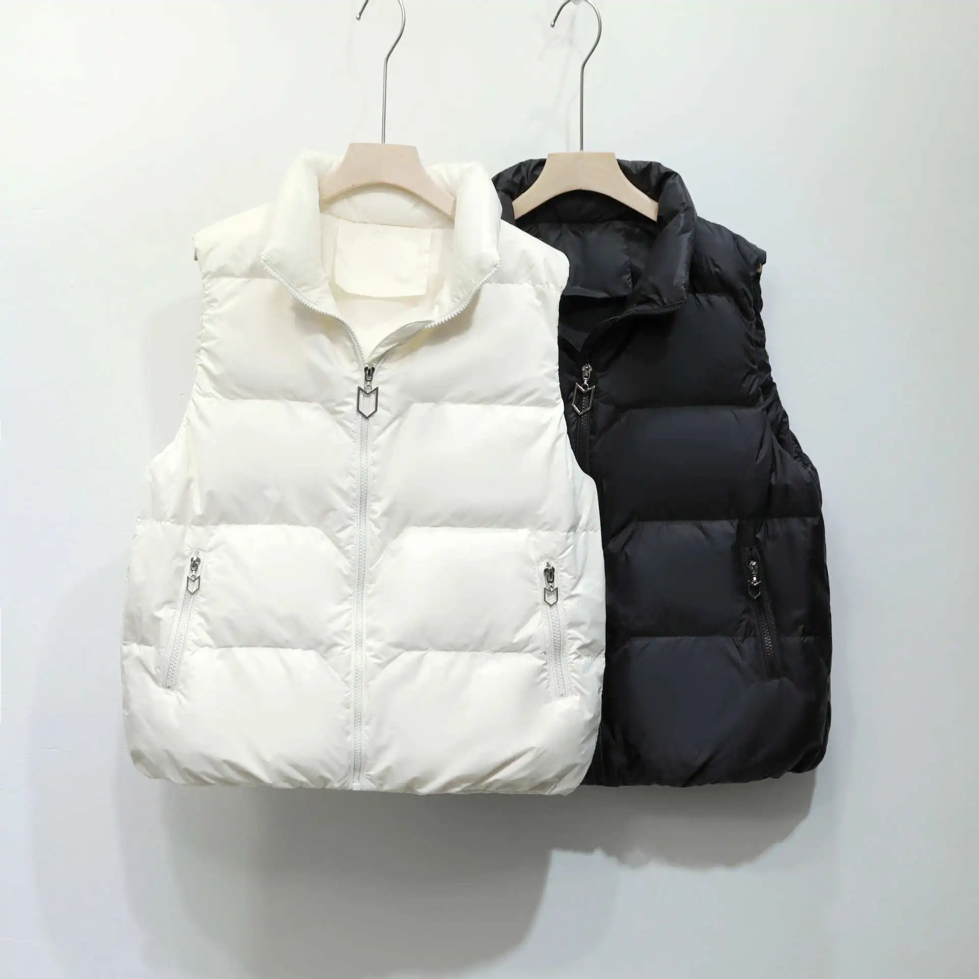 

Backless Vest New Simple Down Jacket Women's Autumn Winter Loose Stand-Up Collar Vest Women's White Duck Down Coat