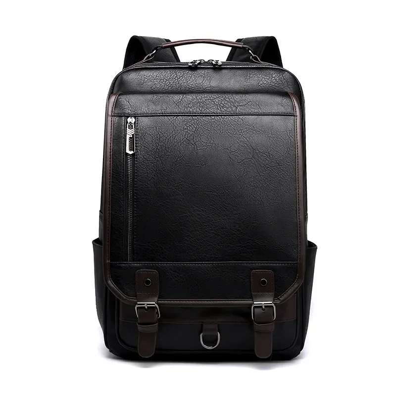 Large Capacity Travel College School Bag Fashion Leather Men\'s Backpack Business Men 15.6 Inch Laptop Bag Backpack