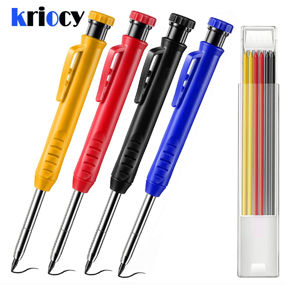 

Solid Carpenter Pencil Set Woodworking Mechanical Pencil 3 Colors Refill Construction Marking Tool for Carpenter Scriber Arch